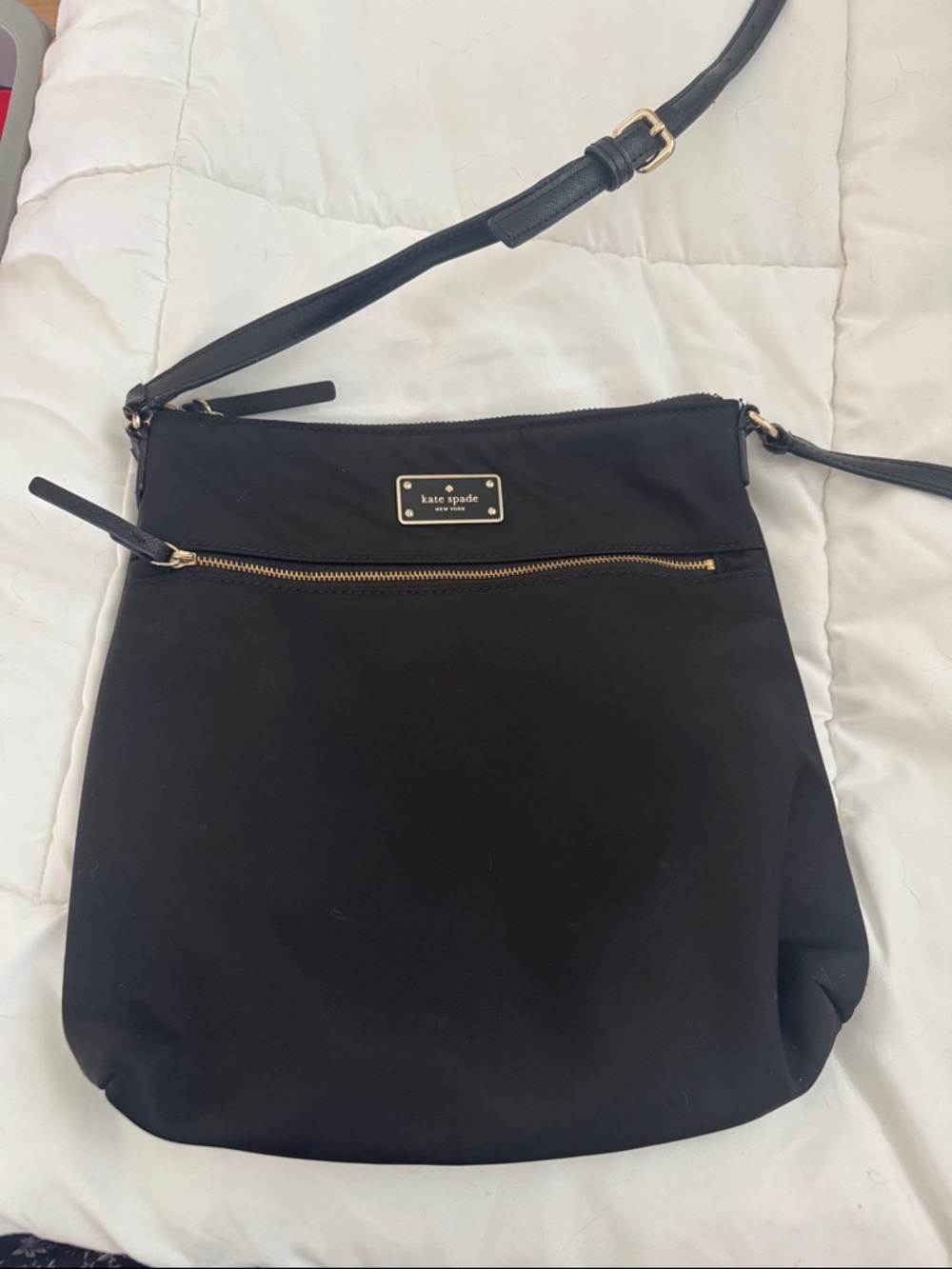 kate spade Black Nylon Crossbody Bag with Gold Hardware